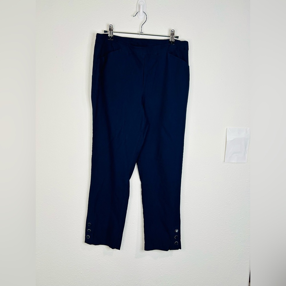 Tribal Women’s Navy Blue Pull-On Pants Size 10 with Side Button Detail - Picture 2 of 10